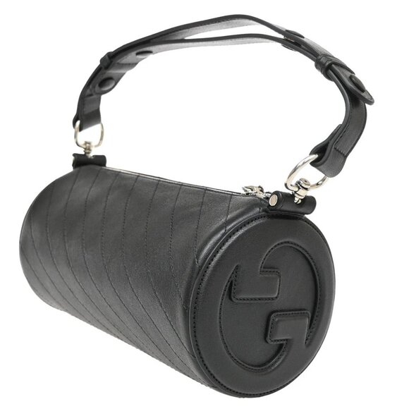 GUCCI Logo Blondie Interlocking GG Mini Shoulder Bag Leather Black 92RF527 - Picture 2 of 14